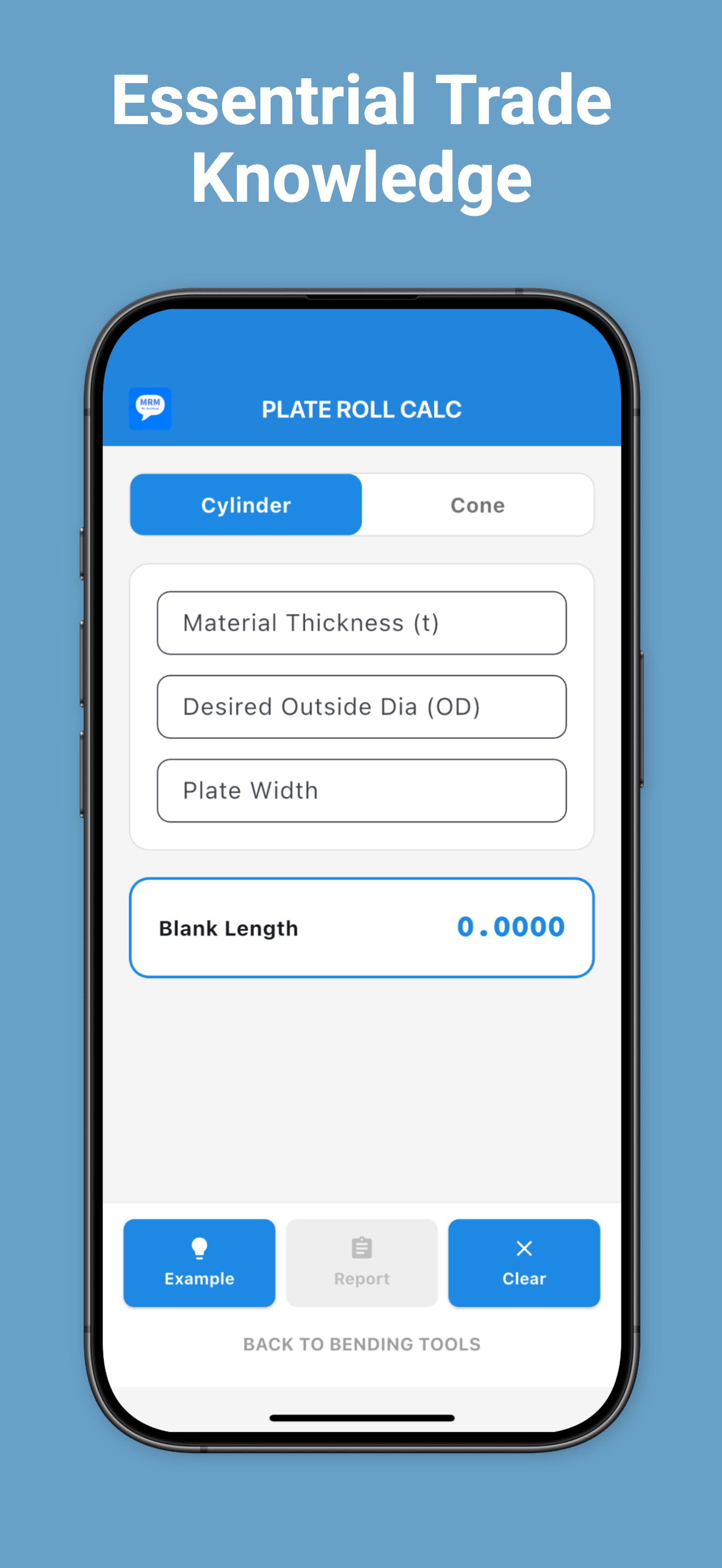Bending & Forming Sheet Metal Calculator Screenshot
